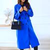 Women's Long Wool Blend Coat Double-Breasted Trench Coat Casual Notch Lapel Peacoat Fall Winter Overcoat