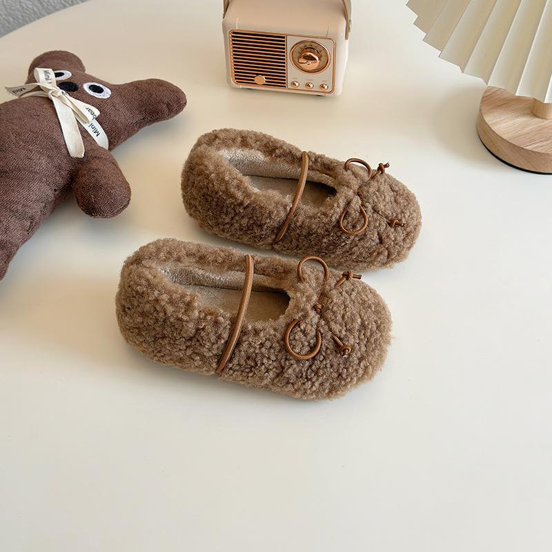 

Girls fluffy Korean-style new winter baby plush warm princess children s cotton shoes with soft soles 25 хакі