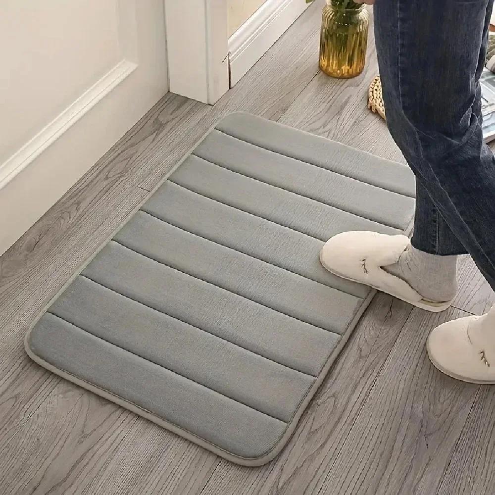 Badmattor 3-delars set Mjuk fotmatta Absorberande Memory Foam Torkar snabbt Halkfri Golv Kök Duschrum Dörrmatta Toalettgolvmatta