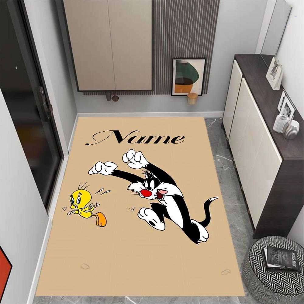 Looney Roadrunner Coyote Adventure Customized Name Carpet Design for Dining Room Entryway Dormitory Game Room Antislip Carpet Decorate Offices