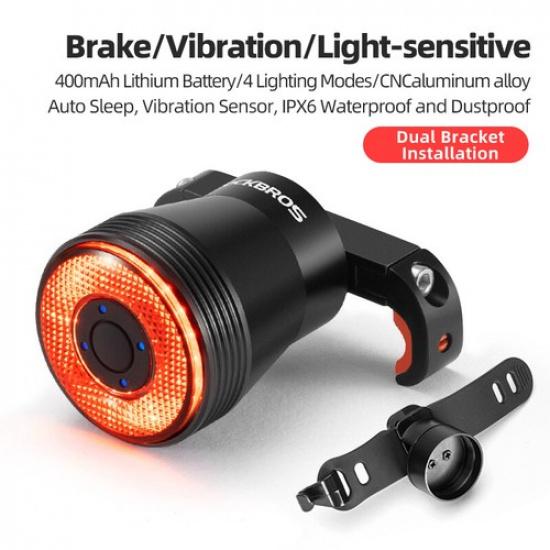 ROCKBROS Bicycle Taillight Brake Sensing Rear Bike Light Waterproof 400mAh
