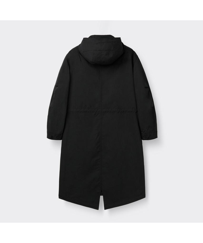 Customellow Black Detachable Fishtail Hood Coat Cwuas26111Bkx