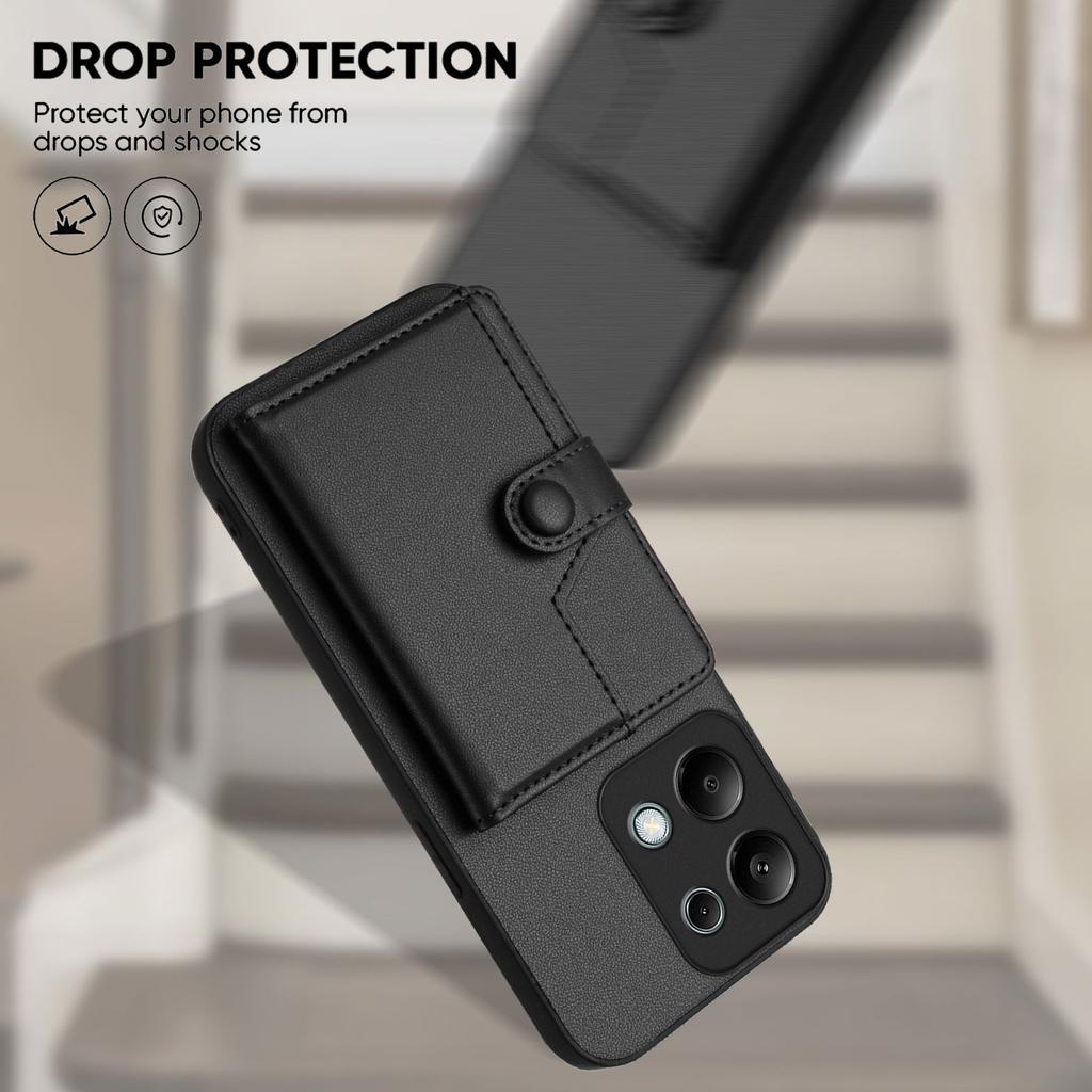 For Xiaomi Redmi Note 13 Pro 4G Case RFID Blocking Card Holder Kickstand TPU + PU Leather Phone Back Cover