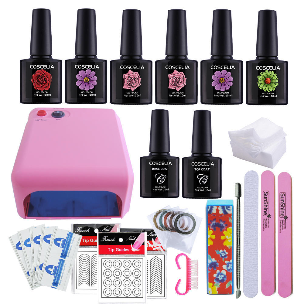 Maniküre Set Nagel Kit Nagel Gel 6 Farben Lampe für Nägel 36W Gel ...