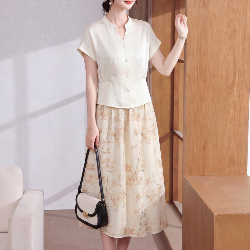 Xuexi Mom s Elegant Summer Skirt Set 3XL