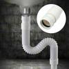 Stainless Steel Wire Reinforced White PLASTIC Basin Sink Waste Pipe Trap 3680CM Perfect for Bathroom and Kitchen