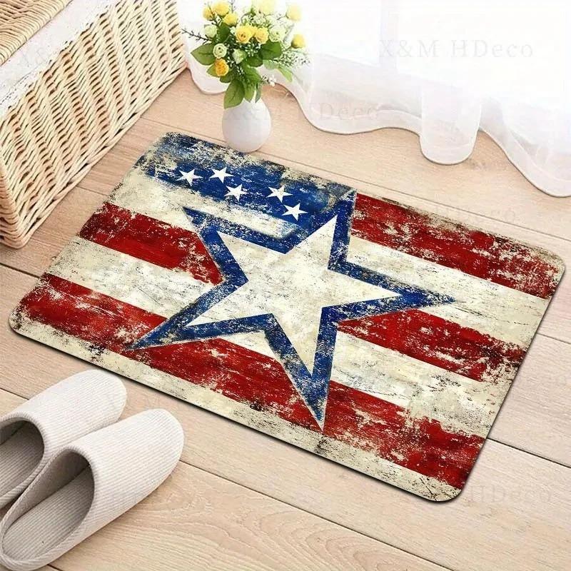 

Patriotic Doormat, American Flag Carpet Independence Day Welcome Doormat Anti-Slip Indoor and Outdoor Entrance Floor Mat 40x60cm