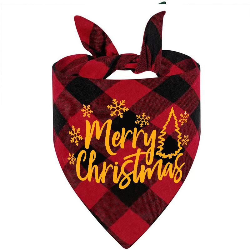 New polyester plaid pet triangle scarf dog print saliva scarf cat bib scarf