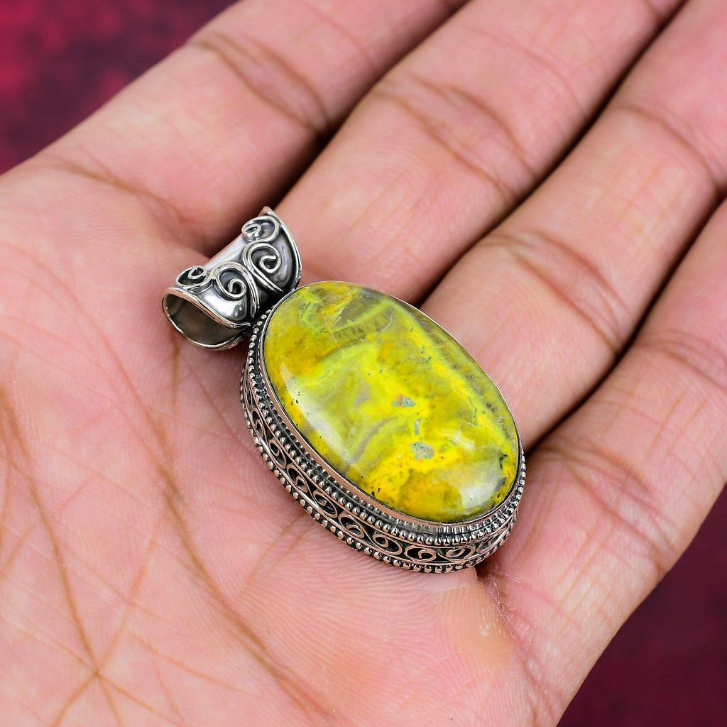 Bumblebee Jasper Pendant, 925 Solid Sterling Silver Gemstone Jewelry, Handmade Pendant, For Mother Day