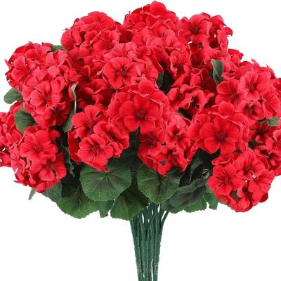 5-Head Design Artificial Geranium Flowers UV Resistant DIY Decoration Silk Geraniums Flower Simulated Flower