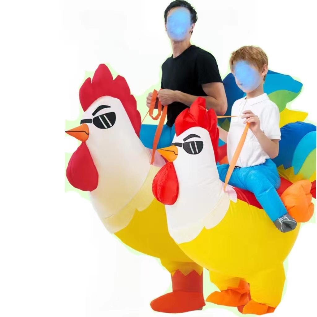 Colorful Feather Rooster Inflatable Costume - Children's Day Mascot Outfit for Outdoor Walking Performance