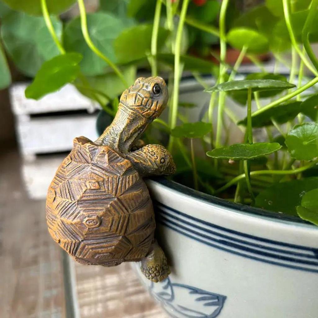 Turtle Statue Climbing Turtle Figurine Plant Decorations Resin Sculpture Tortoise Statue Miniatures Outdoor Statue