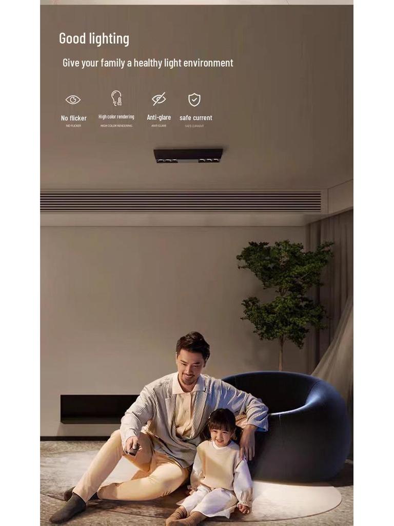 Linear Track Surface-Mounted LED Ceiling Spotlight, 30W, Anti-Glare, 6 Heads for Living Room/Bedroom