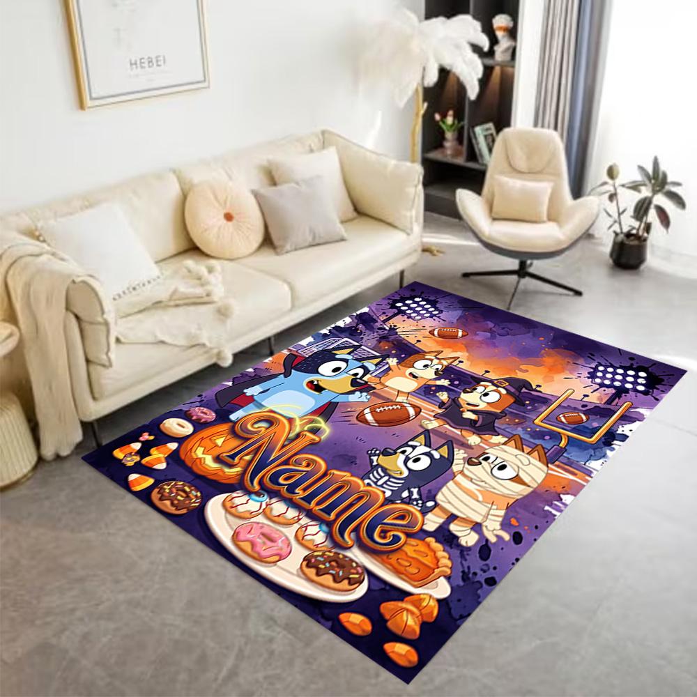 Bluey Sports Adventure Personalized Text Floor Mat Perfect for Decorate room Study room Balcony Playrooms Antislip Carpet Decorate Offices