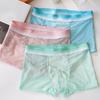 Men Boxer Briefs Breathable Sexy Fine Mesh Underpants with Cotton Crotch Stretchy Thin Men Underwear for Daily Wear