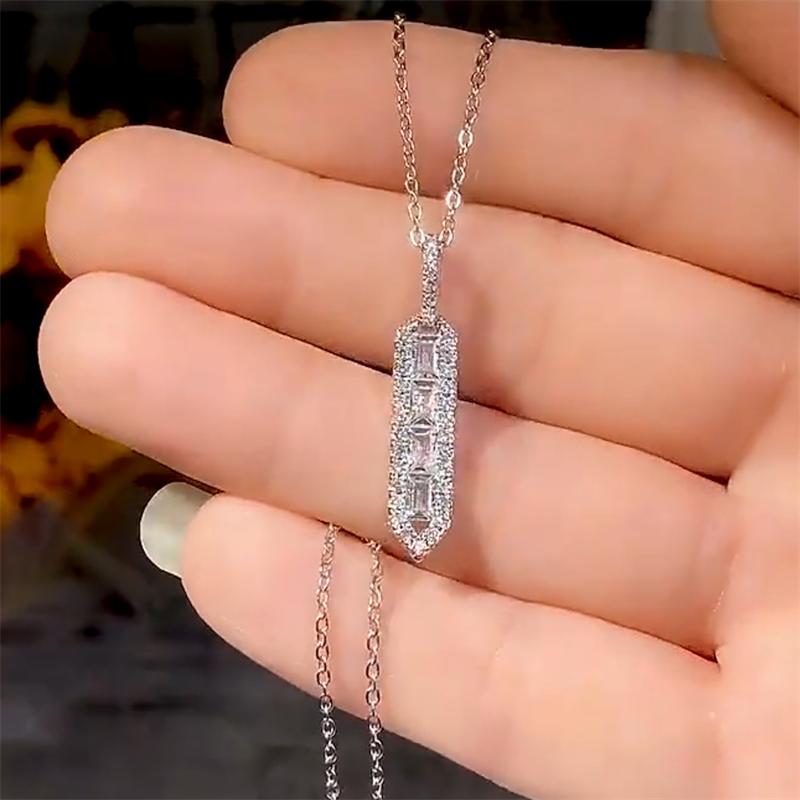 European And American Square Geometric Zircon Simple Necklace, Women'S High-End Fashion Temperament, Niche Design, Jewelry Whole