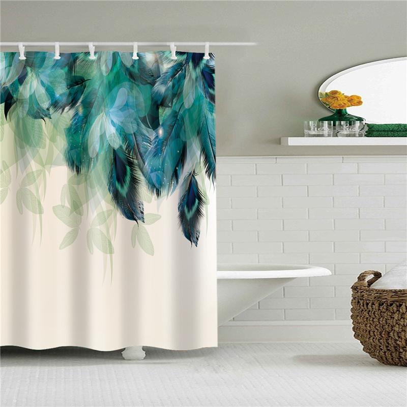 3D Printed Polyester Fabric Waterproof Shower Curtain Bathroom Shower Partition Universal Curtain
