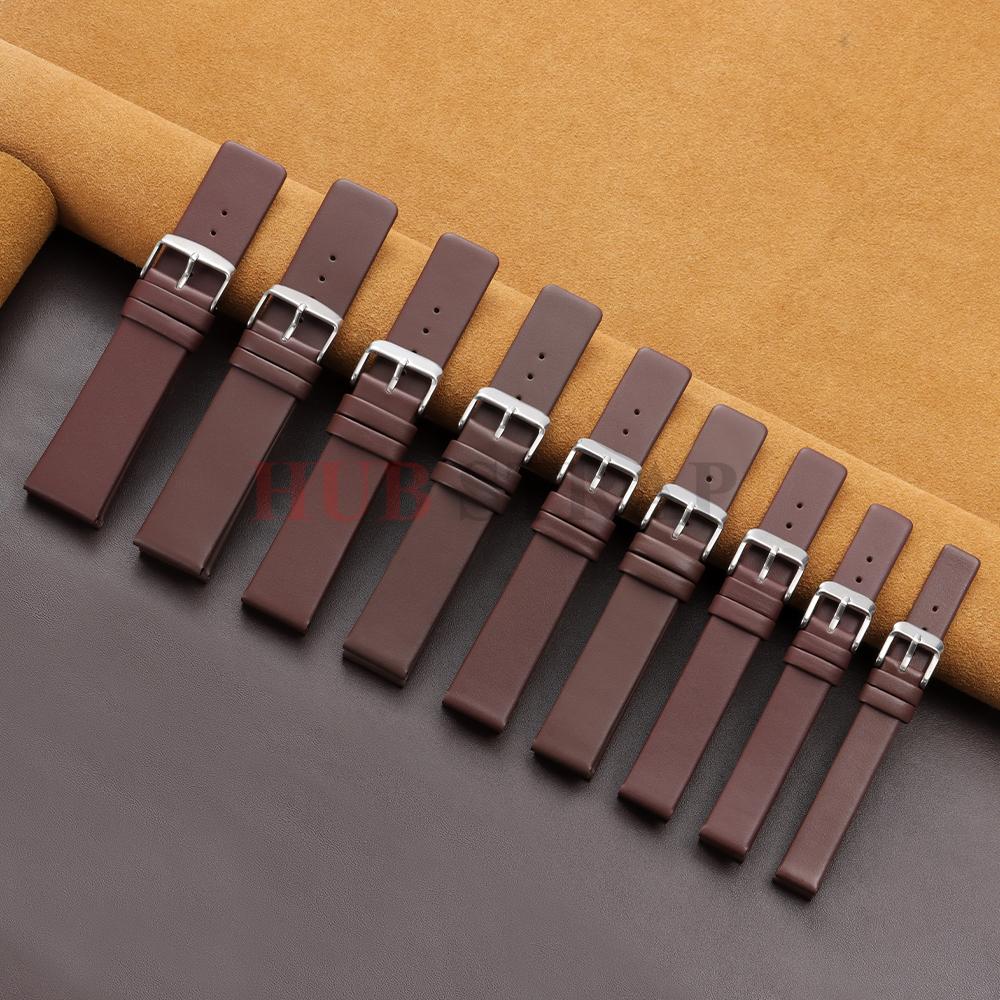 Genuine Leather Watchband Business Watch Strap for Men Women 12mm 14mm 16mm 18mm 19mm 20mm 21mm 22mm 24mm Brown Black Bracelete