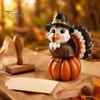 Festive Pumpkin Figurine for Display Resin Turkey Ornament Thanksgiving, Autumn Harvest Tabletop Small Thanksgiving Table with Retro Hat Home