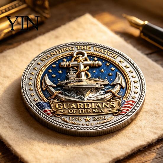 They Stood The Watch Challenge Coin Guardians of Sea Coin, Souvenir Coast Guard Double-sided Engraved Collectible Gift for Navy Veteran Keepsake