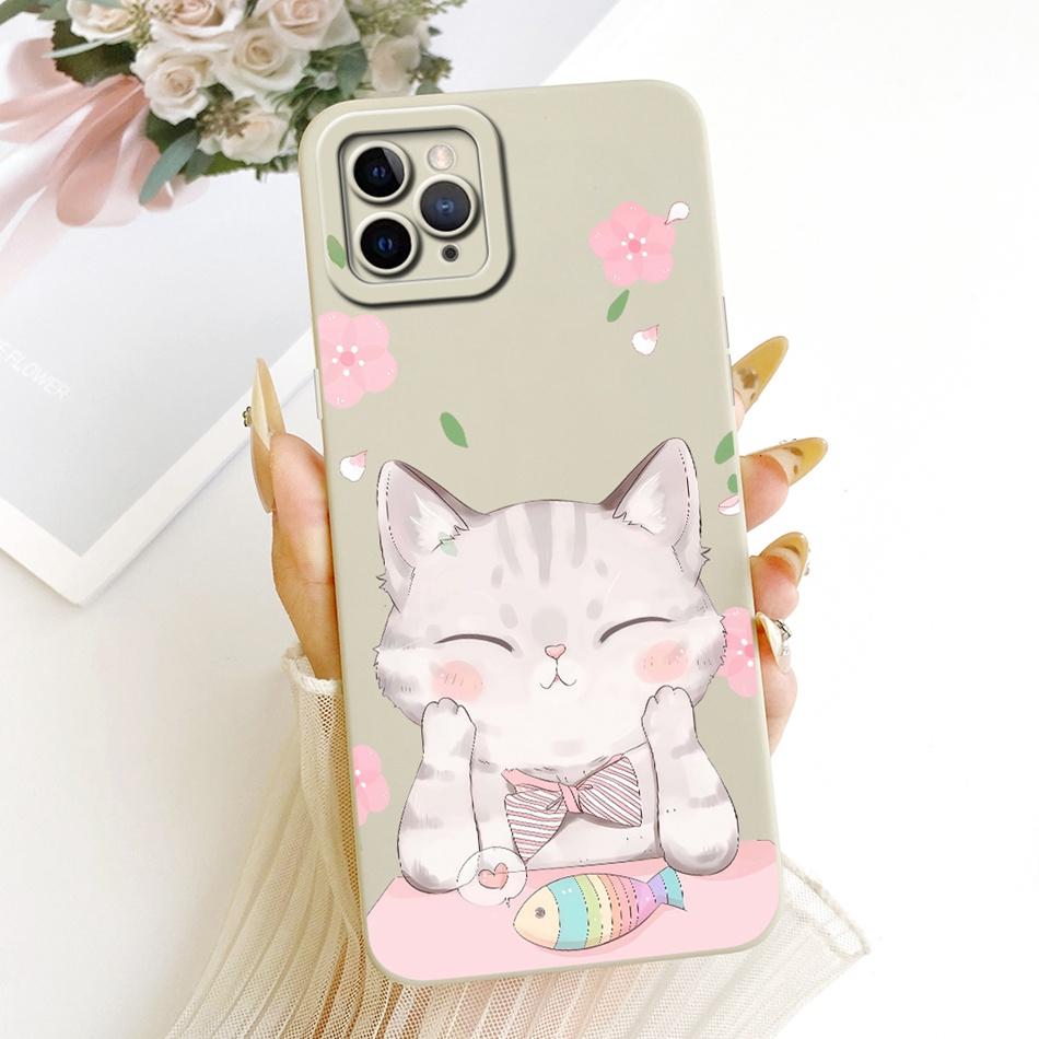 For iPhone 11 Pro Max Cute Cat Flower Cartoon Phone Case For iPhone11 11Pro 11ProMax Shockproof Soft Silicone Covers Bumpers