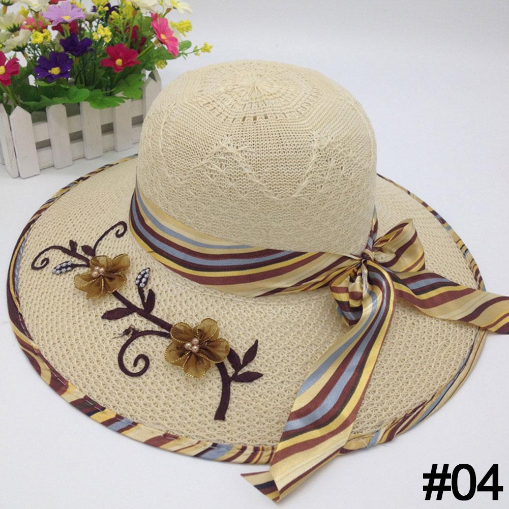 Summer Big Brim Classic Printed Foldable Fashion Knitted Hat Casual Outdoor Beach Women UV Protection