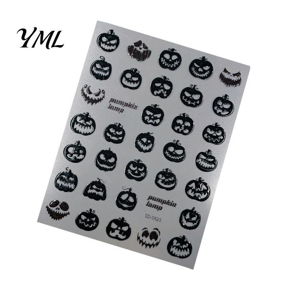 5D Embossed Nail Decals Halloween Art Stickers, Skull Pumpkin Ghost Relief Supplies Decals, Waterproof Self Adhesive Manicure Decoration Stickers
