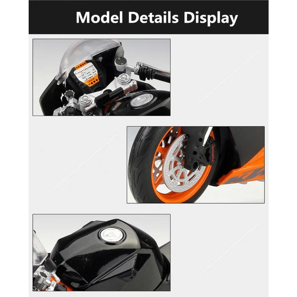 Welly 1/10 KTM 1190 RC8 R Alloy Racing Motorcycle Model Metal Street Cross-country Sports Motorcycle Model Simulation Kids Gifts