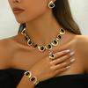 Cold Wind Geometric Oval Earrings Women's Light Luxury Exquisite Niche High-end Four-piece Set