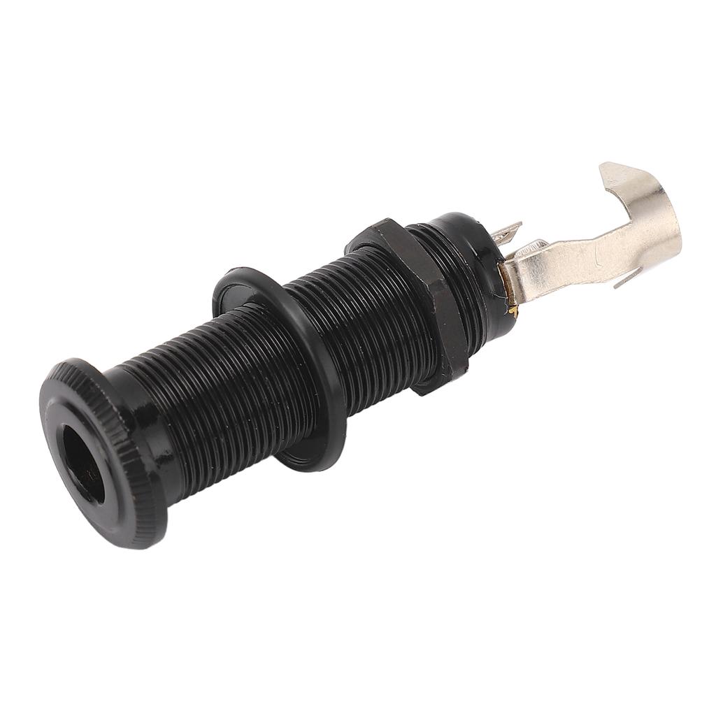 Guitar End Pin Jack Socket Threaded Metal 6.35mm for Bass Electric Guitar Output GT208 Black