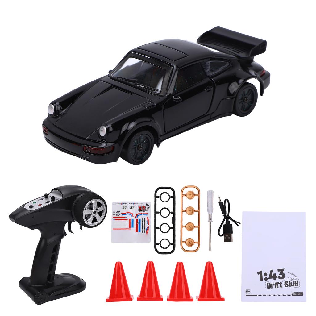 Legierung RC Auto, 1:43 Maßstab 2,4 GHz Fernbedienung Drift Rennauto mit und LED-Lichtern, 4WD Fahrzeugspielzeug für Erwachsene und Kinder