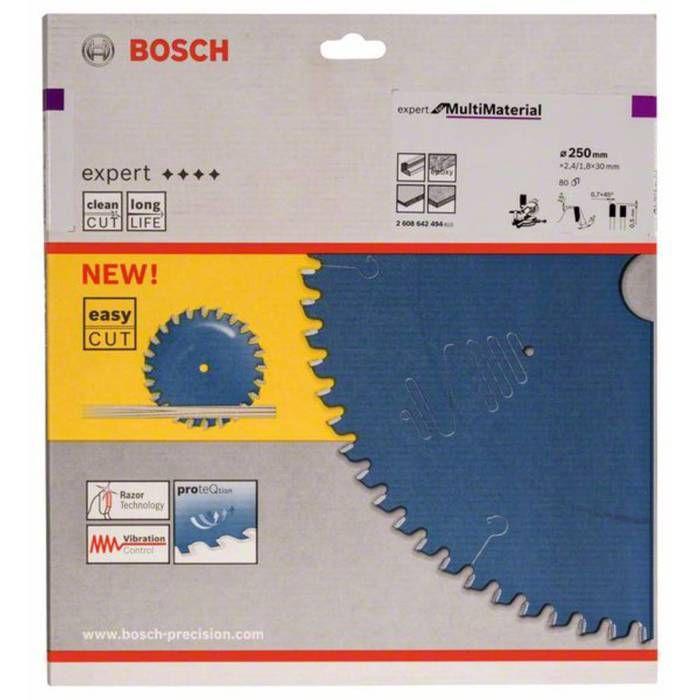 Lame de scie circulaire - bosch - expert for multi material - 250x30x2,4mm - 80 dents - anti-vibration