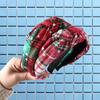Fashion Women Plaid Knot Snowflake Print Elastic Hairband Christmas Hair Hoop