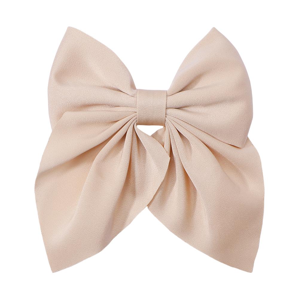 New Elegant Bow Ribbon Hair Clip Fashion Simple Solid Satin Spring Clip Hair Pin Headband with Clips Girls Hair Accessories