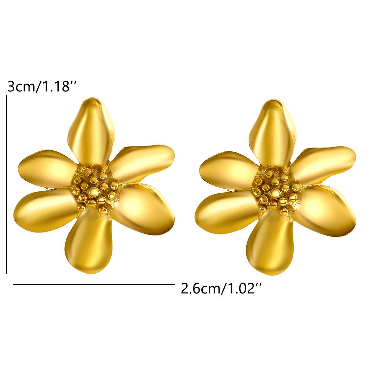 

Elegant Summer Floral Stainless Steel Earrings: Simple, Electroplated Design with a High-End Finish.