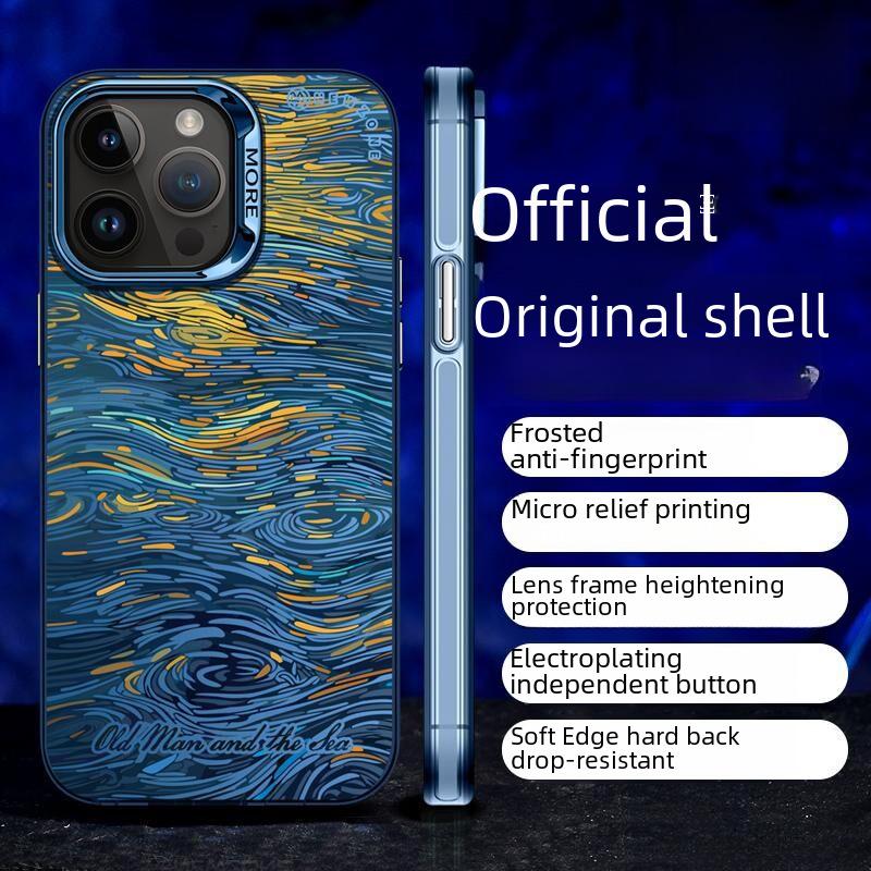 "Van Gogh Schneeb Berg Stoßfestes Mattes Silber Case für iPhone 16/15/14 Pro Max"
