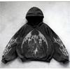 Unisex Dark Gothic Punk Graphic Print Pullover Hoodie Long Sleeve Loose Streetwear Sweatshirt For Men Women