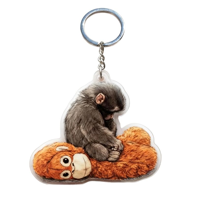 Delightful Acrylic 2D Flat Gorillas Keychain Pendant Ideal For Car Decoration Or Personal Items Backpack Ornament