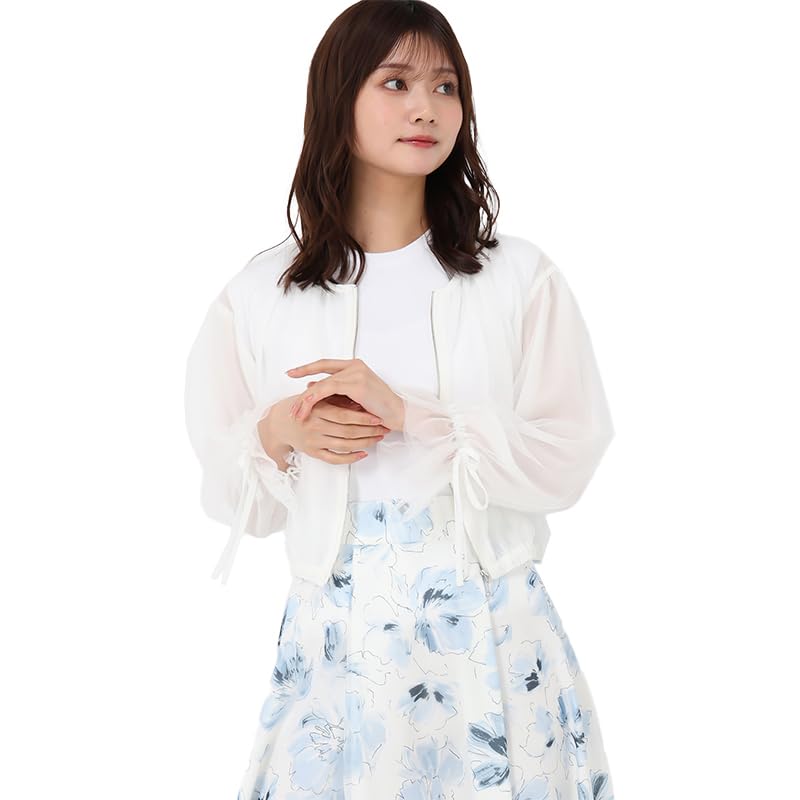 

Long WHITE [Mishmash] Women s Blouson, Ribbon, Tulle, Sleeve, Thin, MM518507, белый