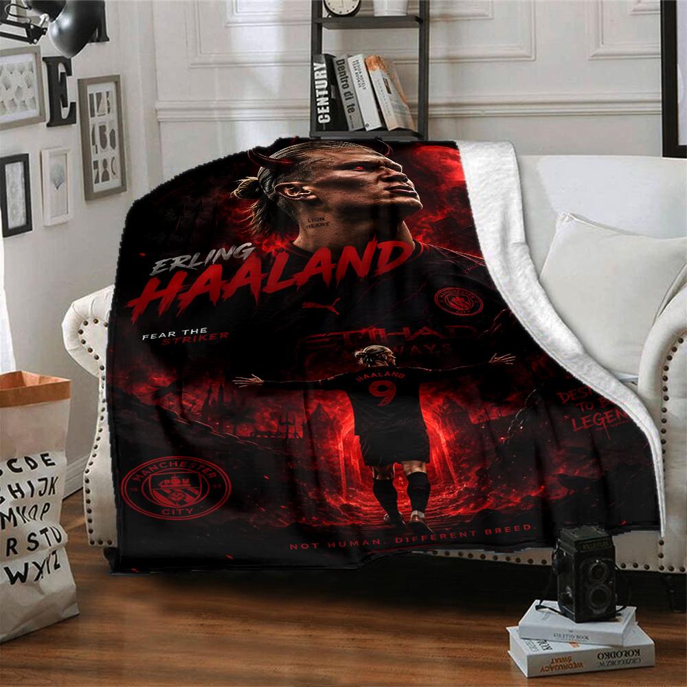Man City's Haaland Celebration Blanket Warmthful Decor Great for Bed Chair Office for All Seasons Digital Print Birthday Christmas Gift Blanket