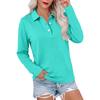 Women's Casual Long Sleeve Button Down Color Lapel Blouse