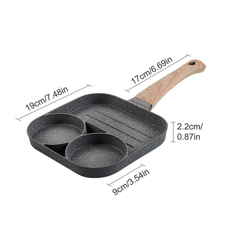 2 Generations of Rice Wheat Stone 3 In 1 Frying Pan Mini Steak Hamburger Pan Non-stick Pan Breakfast Pan Good Quality Spot Bottom 20cm