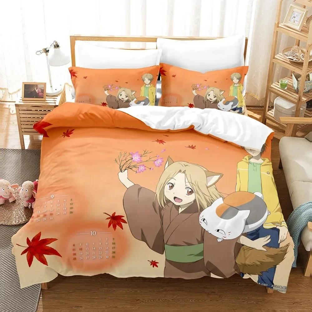 

Natsume s Book of Friends Anime 3D Design Bedspread Cover Bed Ensemble Polyester Pillowcases Quilt Cover Household Decor Gift Twin Size King Dimension EU Single 135x200cm