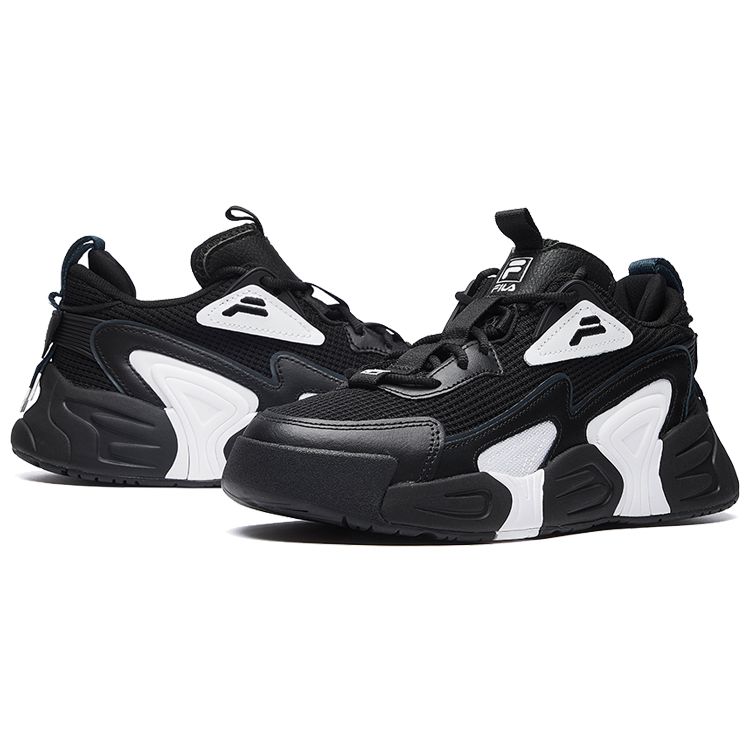 Fila Swarm Fabric Swirl Fashion Versatile Low-Top Retro Basketball Shoes Women Sneaker Black White F12W034124FBW