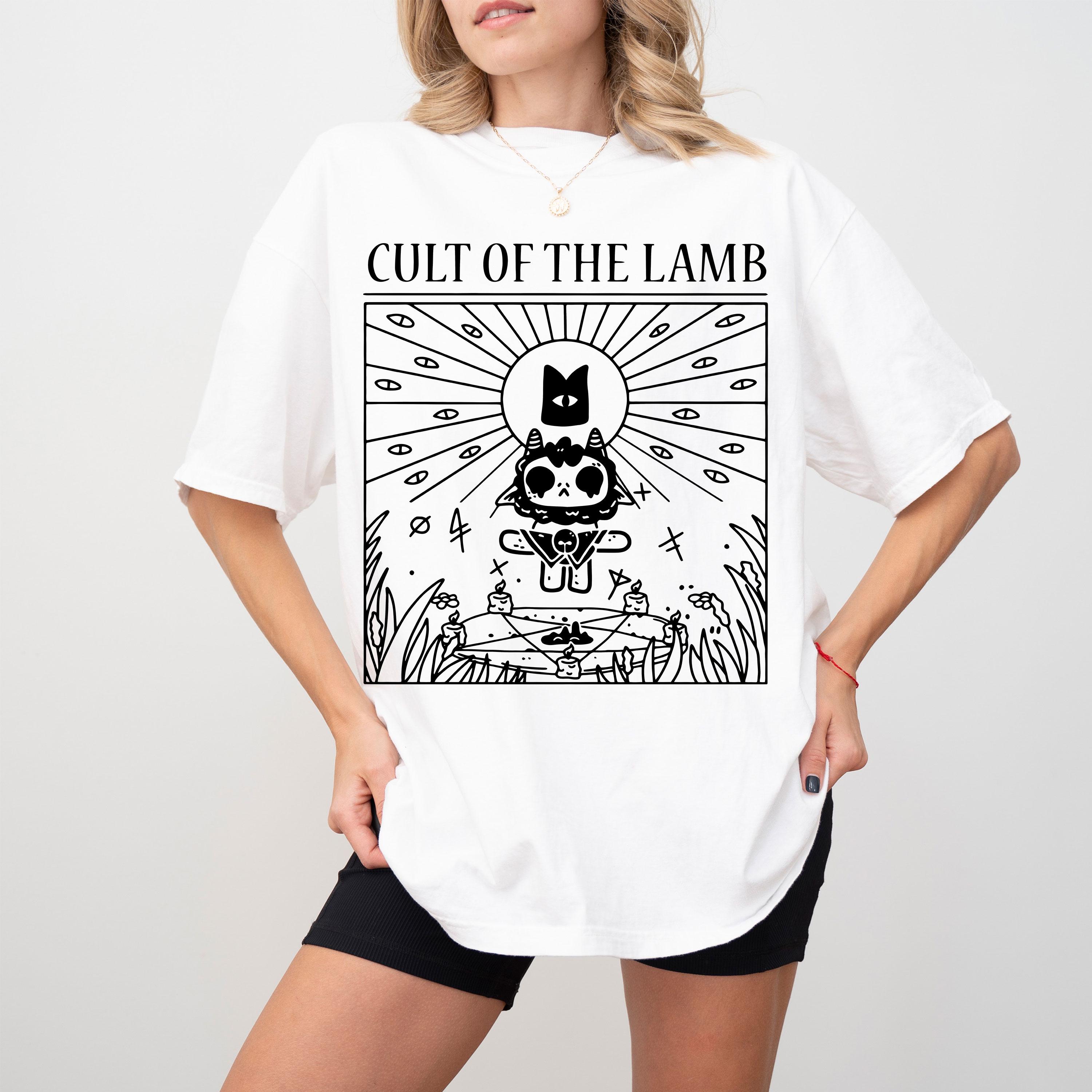 

2026 Summer Womens Cult of The Lamb TShirt Cotton and Breathable Short Sleeve Streetwear Oversized Loose Casual S