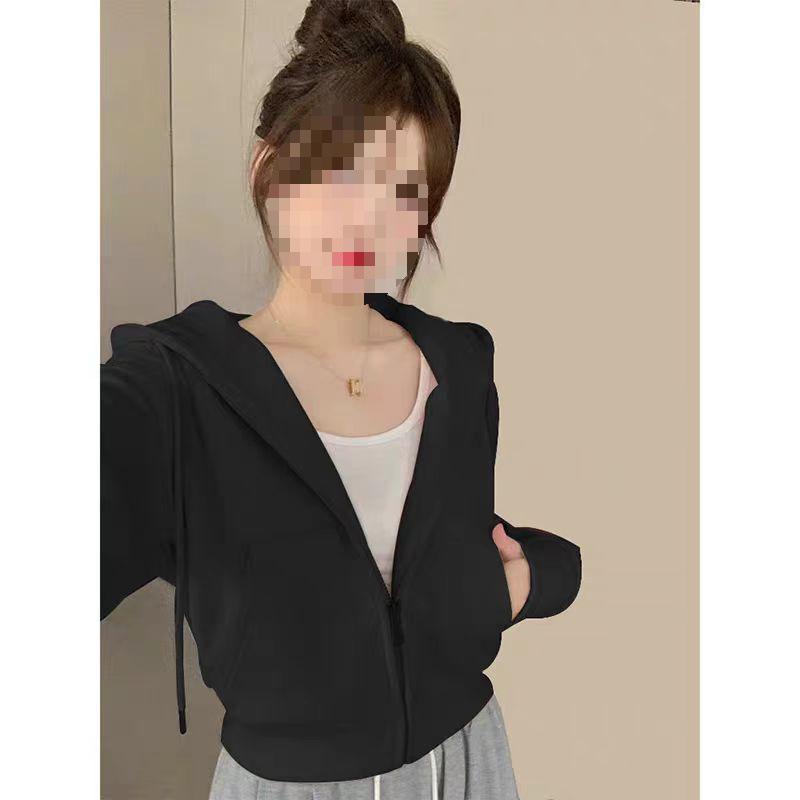 Women's Grey Hooded Sweatshirt - Casual, Slimming, Versatile Early Autumn Style