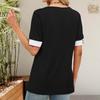 Women's Fashion Casual Short-Sleeve V-Neck Patchwork Pullover Top