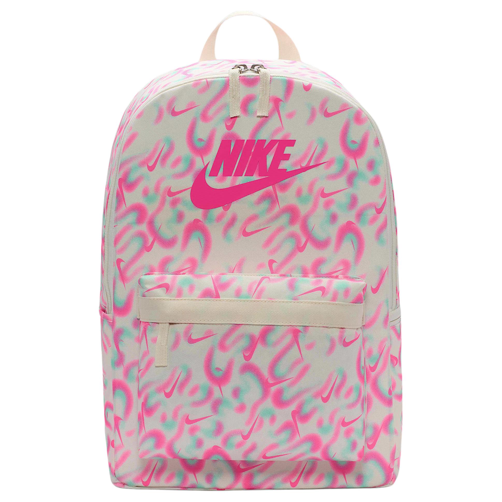 Nike Heritage 25L Letter Logo Print Design Backpack Women Backpack Pink White HV6611-133 Pink  Pink  Summit White