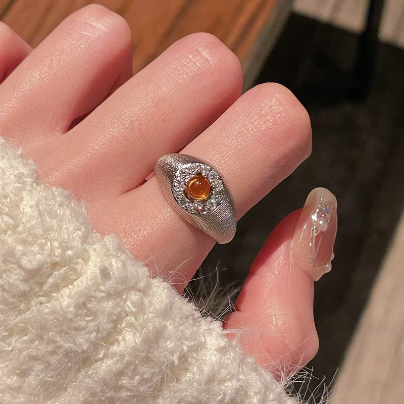 High-End Medieval Brushed Open Ring, Snake Ring, Personalized Diamond-Set Niche Design Accessories