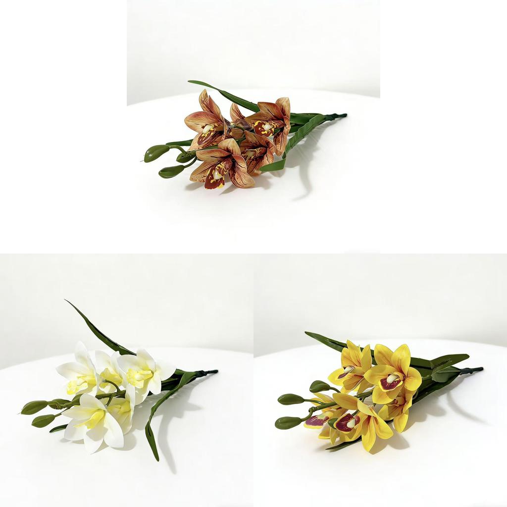 Artificial Cymbidium Faberi Rolfe Flower Home Decor Wedding Arrangement With Plastic Material For Event Use